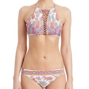 Nanette Lepore Gypsy Queen Paisley Halter Bikini Summer Beach Swimsuit Size M